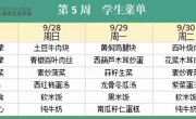 华师大附属太湖湾实验学校2025年秋学期第5周学生菜单